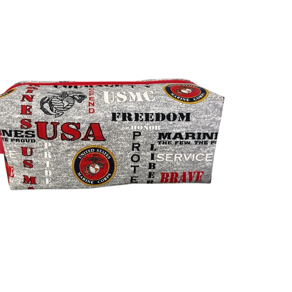USMC Themed Gray and Red Pouch